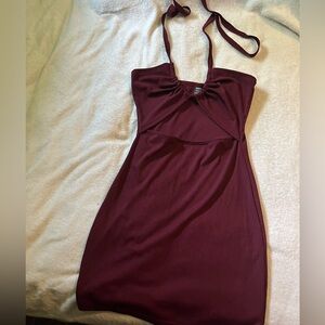 Burgundy Y2K Party Dress